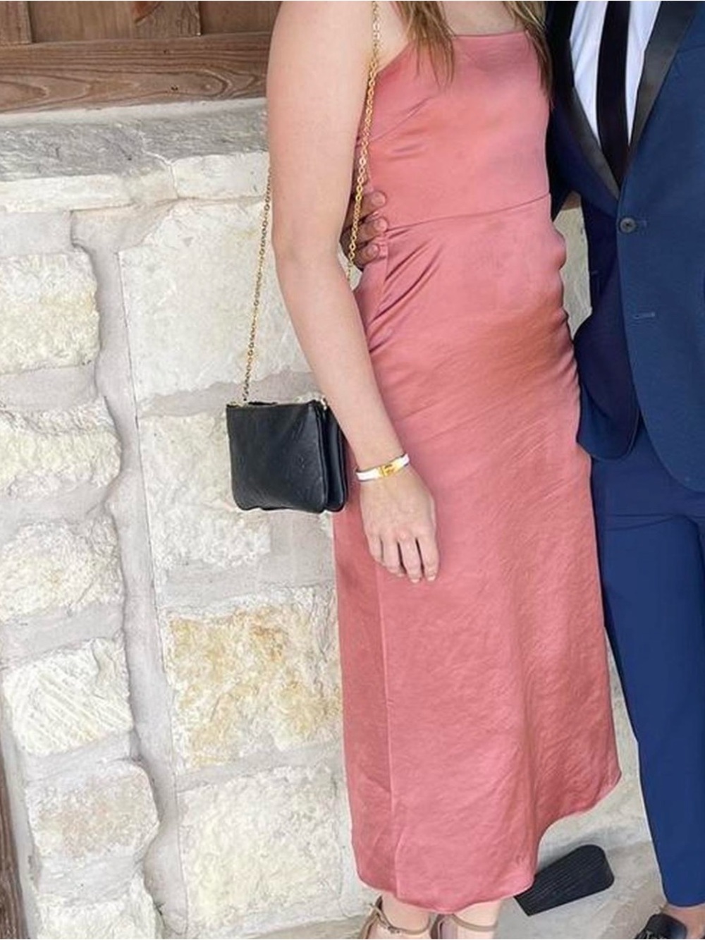 Aritzia Sleek Satin Midi Slip Dress in Dusty Rose